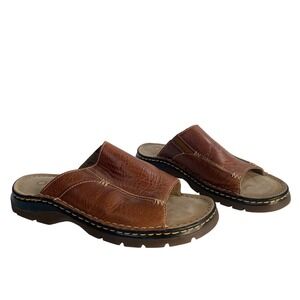 Dr Martens Slides Sandals Brown Leather Air Cushion Sole Slip On Mens US 11